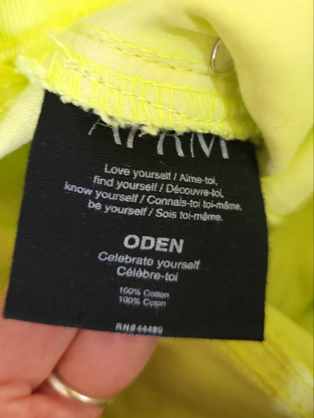 AFRM Oden High Rise Wide‎ Leg Jeans Faded Neon Yellow Distressed Size 24 NWT